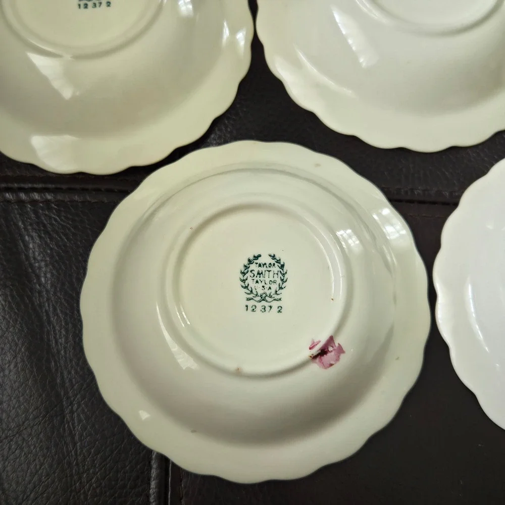 Vintage Taylor Smith Taylor TST Floral Scalloped Fruit Dessert Bowls Set of 5
